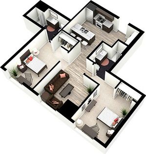 2 Bedroom Floor Plan | The Foundry | Ames, Iowa