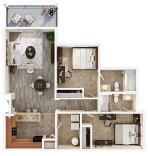 Axis Student Living - Statesboro - Two-Bedroom Floorplan