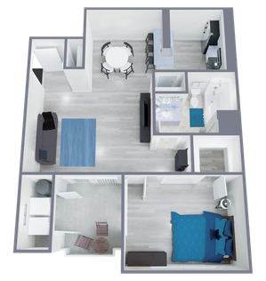 A1 Renovated floor plan featuring 1 bedroom 1 bathroom