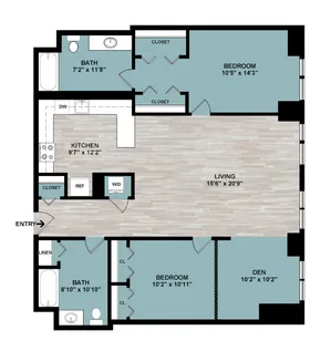 D3 | 2-Bedroom Floorplan