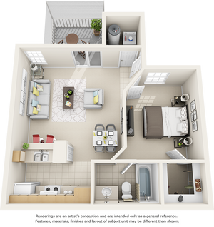 Sago 1 bedroom 1 bathroom floor plan with premium finishes