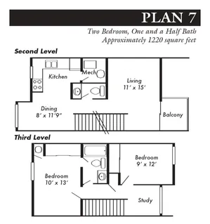 2 Bed, 1.5 Bath, No Garage, Paid Electric, Plan 7