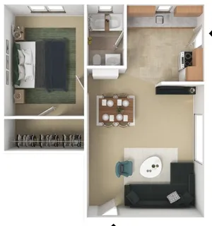 One Bedroom | 600 sqft