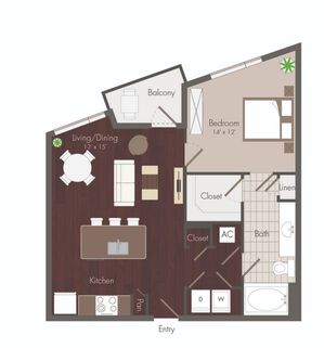 1 bedroom floor plan