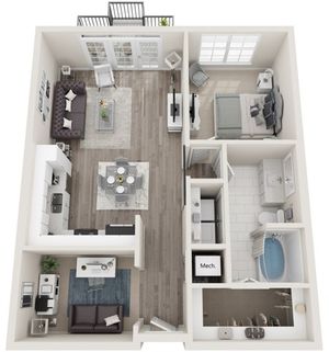 The Tiffany | One Bedroom | 865-893 sqft | Den | Full-Size Washer/Dryer | Patio/Balcony | Walk-in Closet