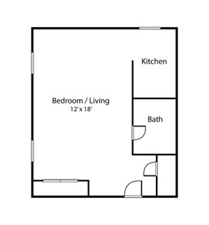 studio apt floorplan at Parkside Apartments Bridgeport