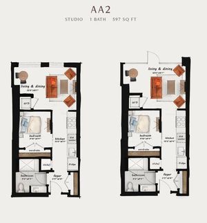 AA2 | Studio 597 square feet