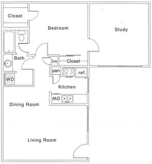 D Floor Plan | 1 Bedroom with 1 Bath | 853 Square Feet | The Regatta | Apartment Homes