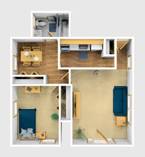 One Bedroom Furnished 3D View
