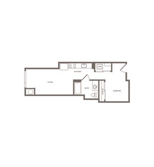 583 square foot one bedroom one bath floor plan image