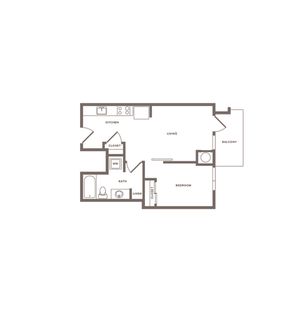 605 square foot one bedroom one bath floor plan image