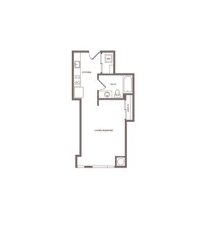 490 square foot studio one bath floor plan image with NO BALCONY