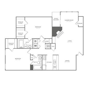 Two Bedroom Two Bath (1,240 SF)