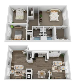3 Bed 2.5 Bath 1,550 SQ FT
