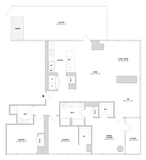 Three Bedroom C-02 - 1793 Sq. Ft. - 02L45