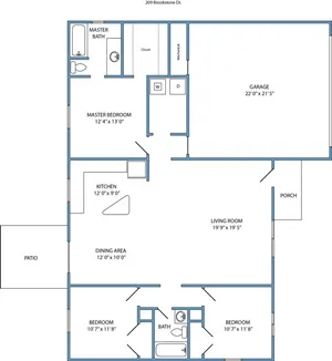 3-bed, 2-bath house