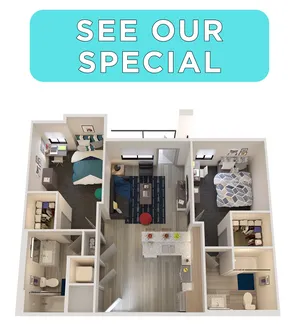B1 | 2 bed 2 bath | from 904 square feet