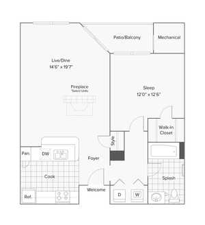 Auburn | 1-Bedroom Floorplan