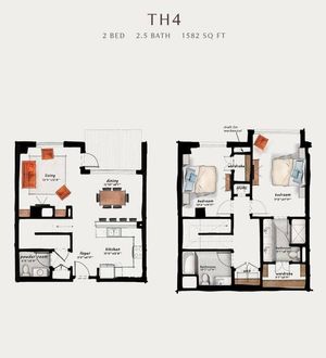 TH4 | 2 Bed 2.5 Bath 1,582 square feet