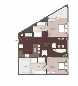 Minola | 2 bedroom floor plan | renovated
