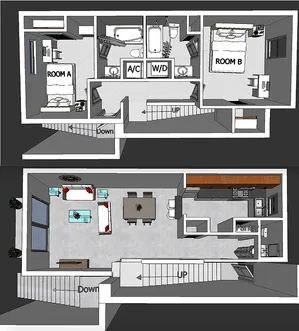 The Graduate two bedroom two bathroom floorplan