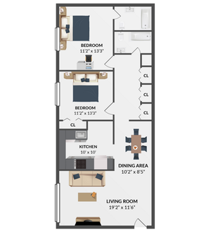 Richmond 2 Bedroom 2 Bath 900 SF