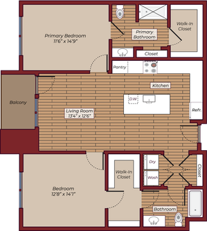 Two Bedroom Floorplan | The James Apartments | Haverhill MA Apartments