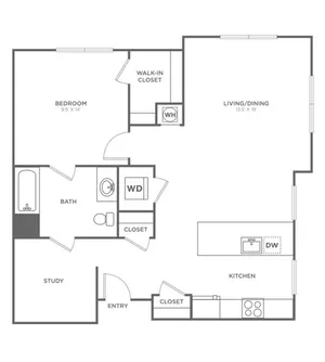 One Bedroom One Bath (862 SF)