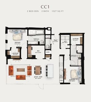CC1 | 2 Bed 2 Bath 1,527 square feet