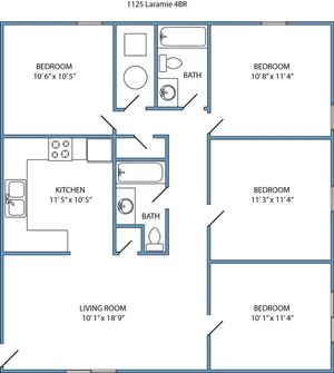 4-bed, 2-bath