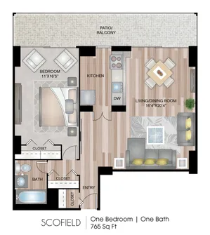 One Bedroom Floor Plan