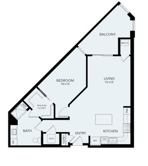 A2b | 1 bed 1 bath | 905 sq ft