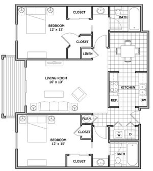 2 bedroom apartment home at The Abbey