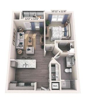 A1 | 1 bed 1 bath | from 678 square feet