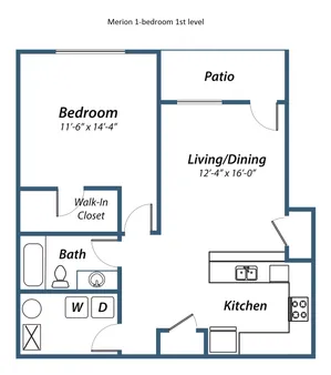 1-bed, 1-bath 1st level