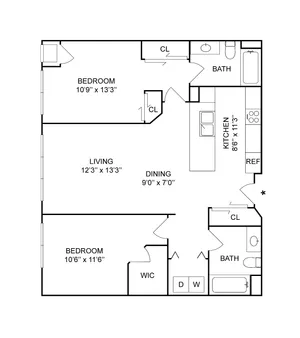 2x2a S8 | 2-Bedroom Floorplan