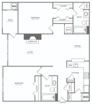 Two Bedroom Two Bath (1167 SF)
