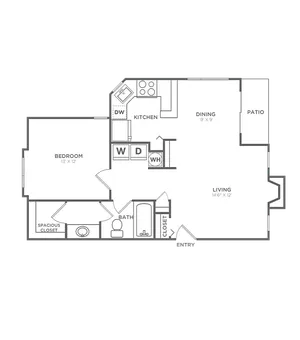 One Bedroom One Bath (712 SF)