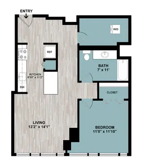 A6 | 1-Bedroom Floorplan