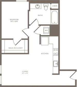 716 square foot one bedroom one bath floor plan image
