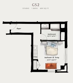 GS2 | Studio 499 square feet