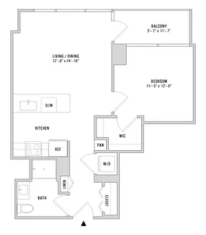 One Bedroom A-03.1 - 700 Sq. Ft. - Floors 26-46
