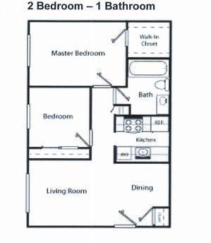 The Trees- 2 Bedroom 1 Bathroom Floor Plan