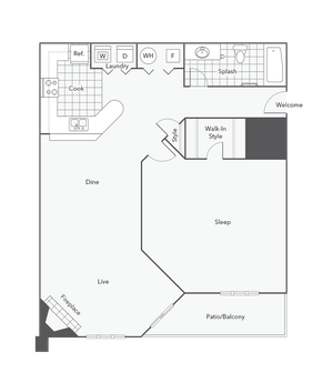 1 BR x 1 BA - A1 (Affordable 50) Floorplan