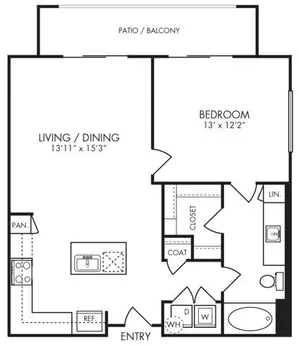 1 bedroom 1 bath floor plan