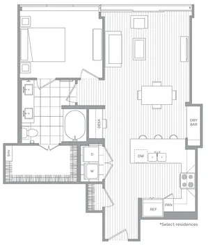 L / 1 Bedroom / 1 Bath