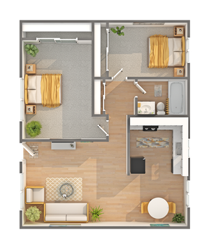 Courtyard | 2-Bedroom Floorplan