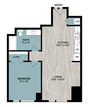 A1 | 1-Bedroom Floorplan