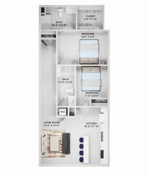 2 Bedroom 2 Bath
