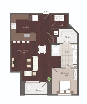1 bedroom floor plan